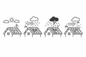 雨風に晒される屋根のイラスト